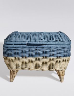 Rattan Striped Storage Trunk